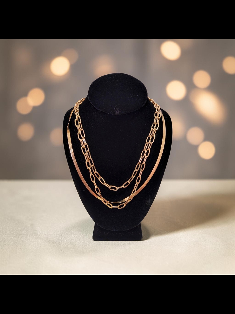 Ashley Cooper Gold-Tone Triple Layer Link Necklace